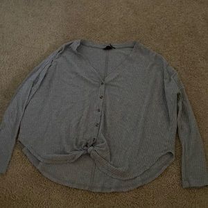 Gray Waffle knit soft long sleeve shirt